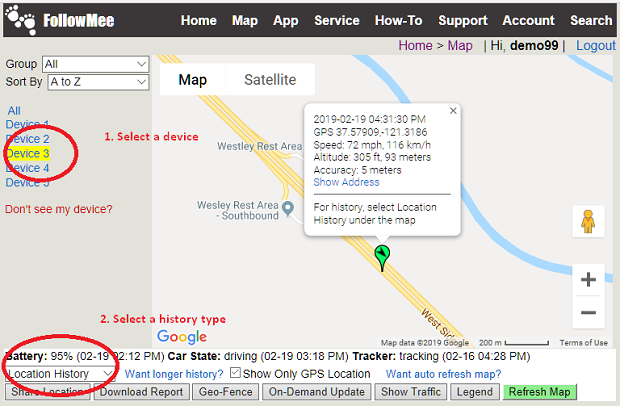 FollowMee GPS Tracker | How to location?