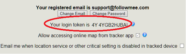 FollowMee GPS Tracker | FAQ | What is login token? Can I have my users to install and set up this GPS tracker with my FollowMee account, without knowing my account password?