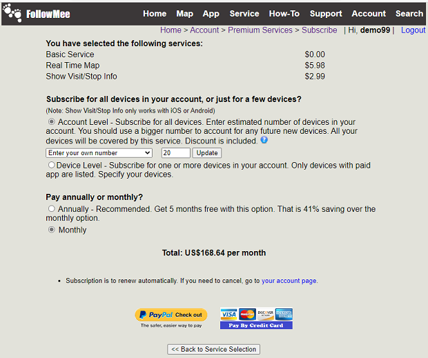 FollowMee GPS Tracker FAQ What is account level subscription?
